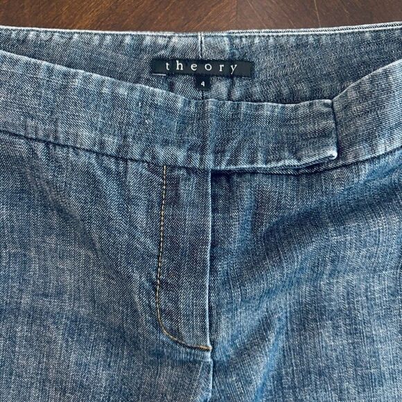 Theory Vintage Y2K Flare Low Rise Jeans Medium Wash Sz 4 Zip Stretch Made In USA - Picture 4 of 9